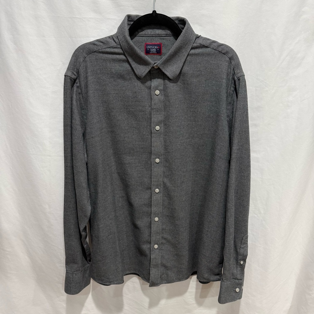 UNTUCKit Veneto Wrinkle Free‎ Gray Cotton Button Up Shirt XL Preppy Office Soft